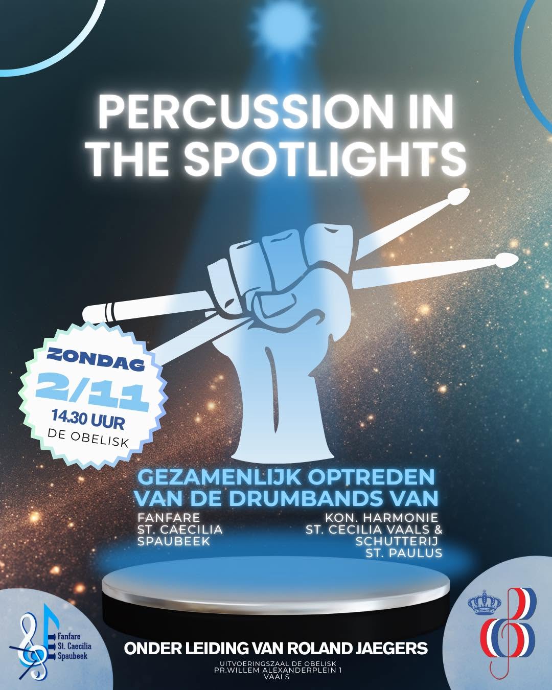 Poster Percussion in the Spotlights – 2 november 2025 om 14.30 uur in De Obelisk, Vaals