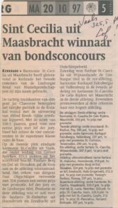 Voorvertoning: Uitslagen bondsconcours Kerkrade, 1997
