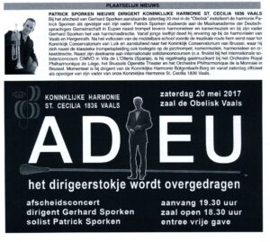 Voorvertoning: Adieu — affiche en Patrick Sporken als nieuwe dirigent, 2017