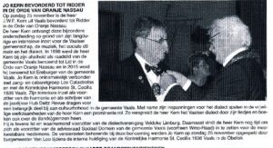 Voorvertoning: Jo Kern bevorderd tot Ridder in de Orde van Oranje-Nassau, 2018