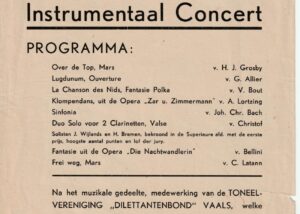 Origineel krantenknipsel: Het concertprogramma van 1948: klarinetduo en toneel in het Patronaat