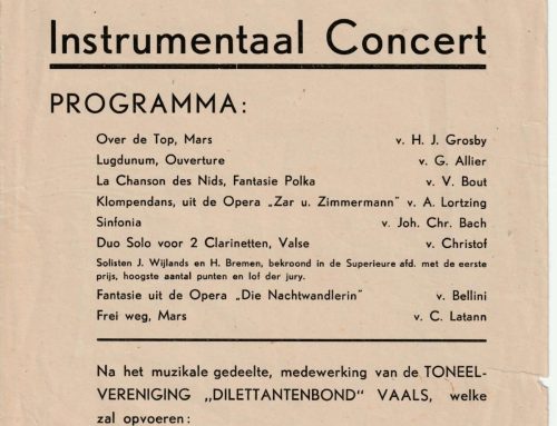 Het concertprogramma van 1948: klarinetduo en toneel in het Patronaat