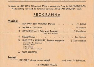 Origineel krantenknipsel: Muziek en toneel in het Patronaat: het concertprogramma van 1946