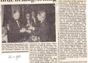 Origineel krantenknipsel: Willy Caubo ereburger van Vaals – 1981