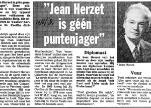 Origineel krantenknipsel: Jean Herzet – een muzikaal portret uit 1981
