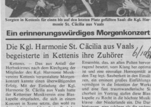 Origineel krantenknipsel: Een enthousiast ontvangen morgenconcert in Kettenis – 1981