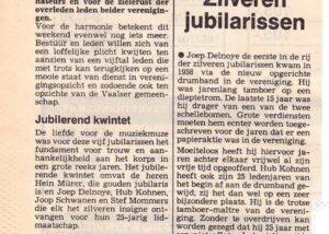 Origineel krantenknipsel: Ceciliafeest 1983 – vijf jubilarissen op de ereplaats