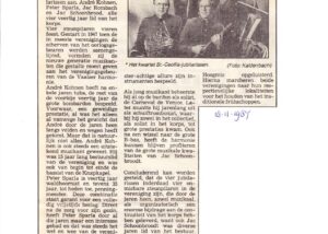 Origineel krantenknipsel: Ceciliafeest 1987 – vier veertigjarige steunpilaren