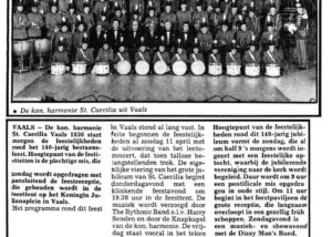 Krantenknipsel St. Caecilia Vaals 140 jaar, mei 1976