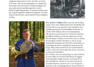 Krantenknipsel: Koninklijke onderscheiding en aubade voor Eric Volders – 2020