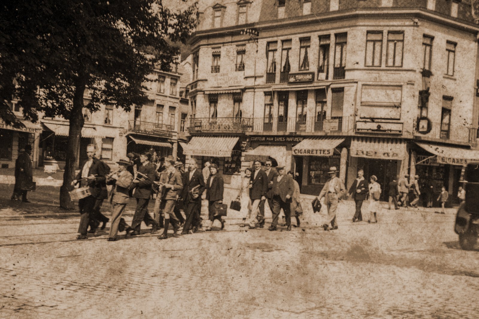 Uitstapje van de harmonie naar Spa, 1933. Verenigingsarchief.