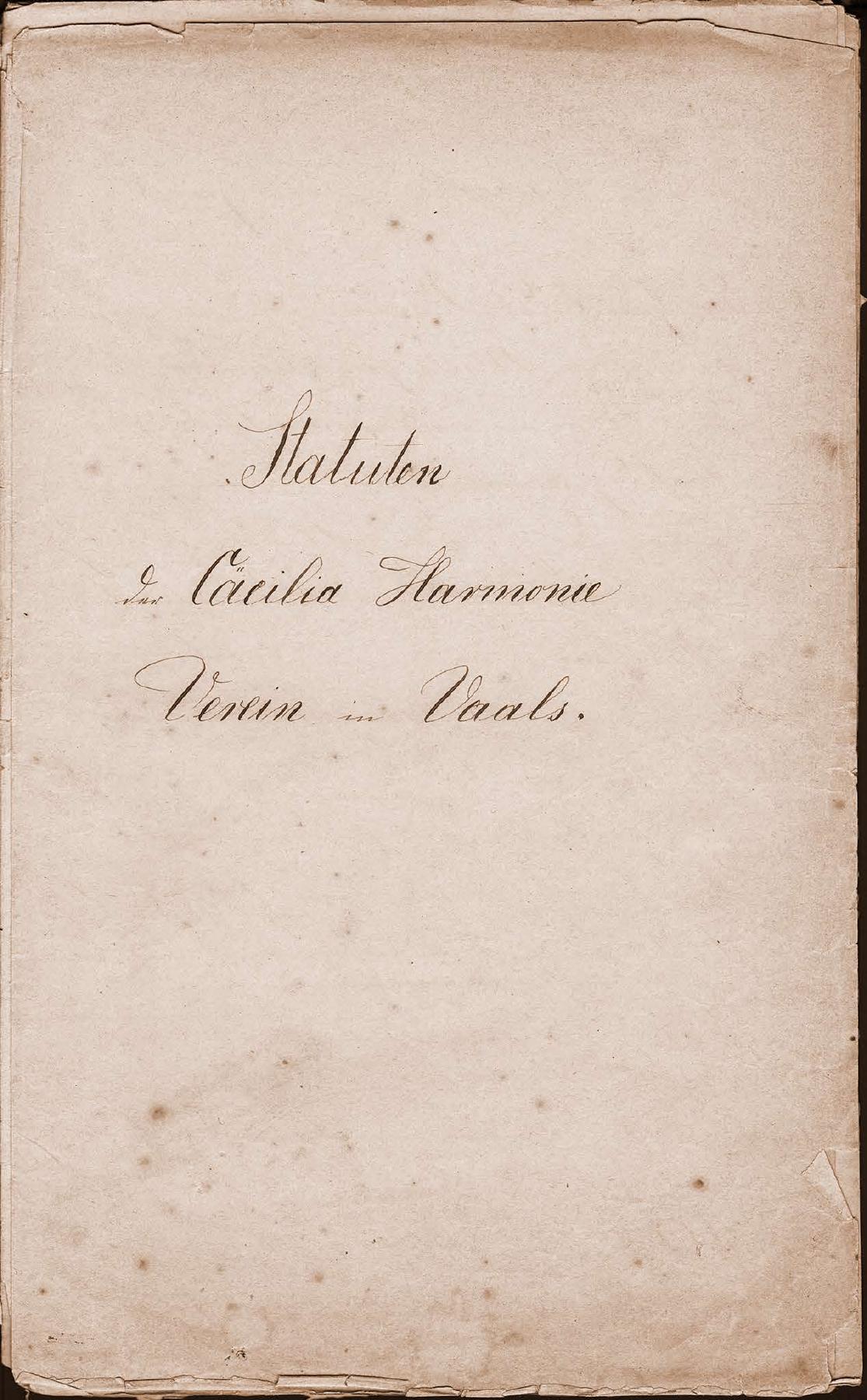 Historische statuten van de Cäcilia-Harmonie in Vaals. Verenigingsarchief.