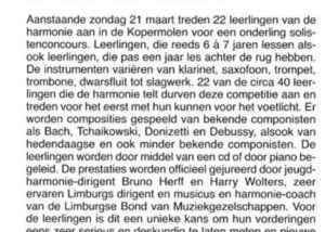 Origineel krantenknipsel: Leerlingen-solistenconcours in de Kopermolen – 2010