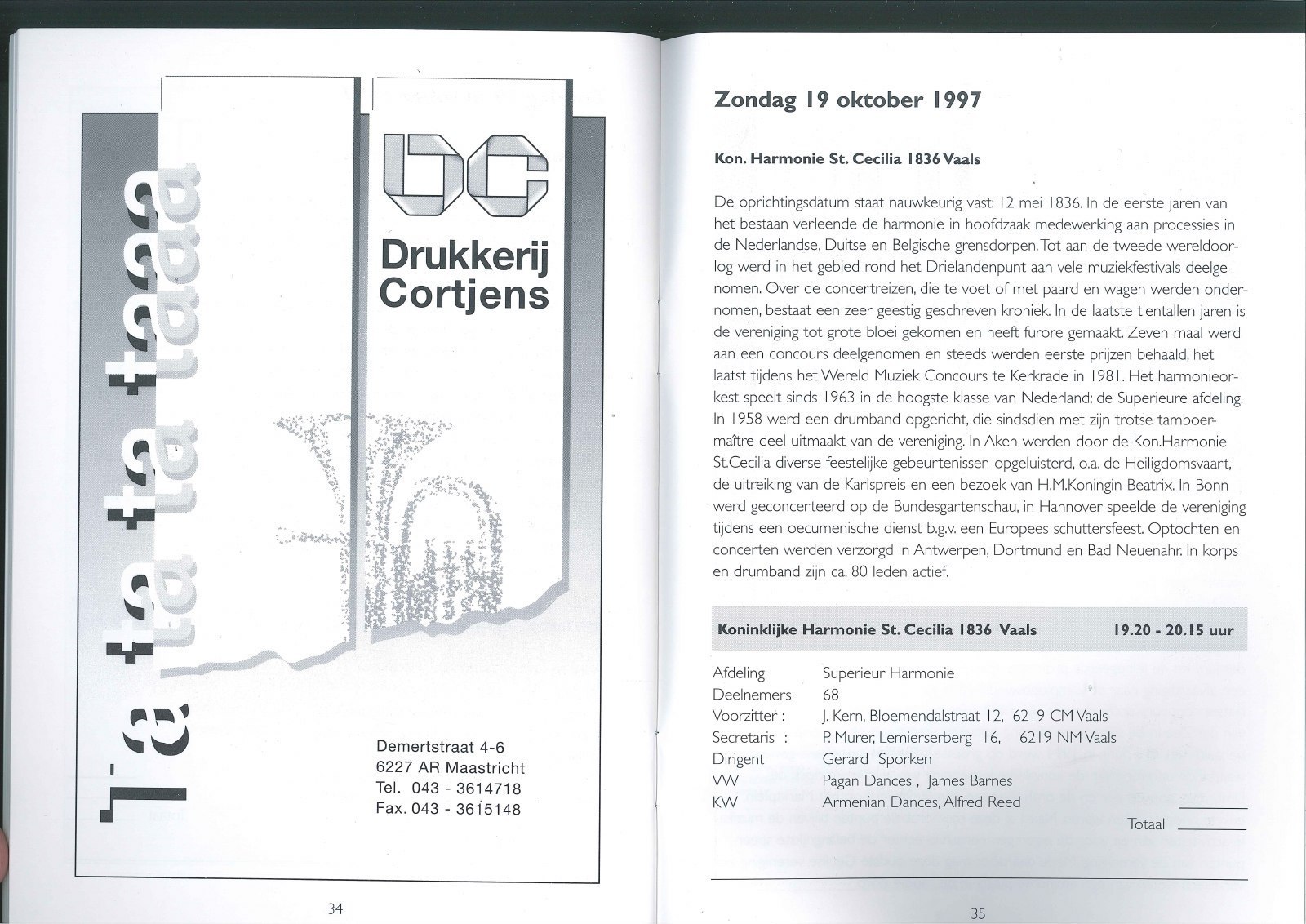 19 oktober 1997 Bondsconcours in de Rodahal met lof