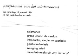 Origineel programma van het winterconcert op 18 januari 1964 in het Tobi-theater in Vaals